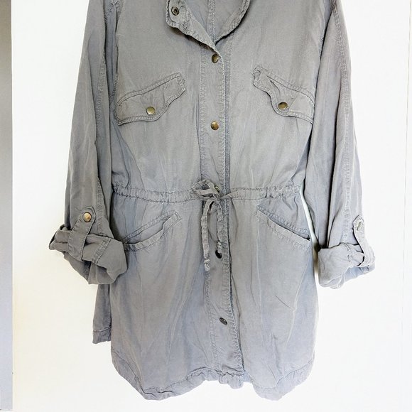 Faded Glory Grey Utility Blouse with Tie Waist, size 2X - Picture 2 of 6